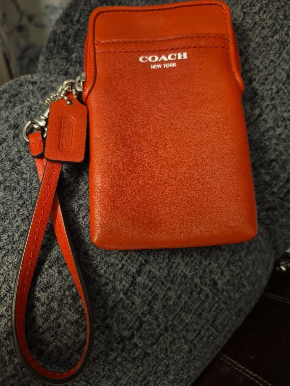 Coach Orange Leather Wristlet/phone Wallet